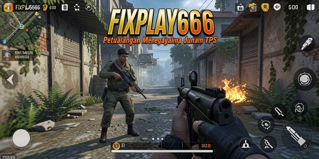 Tangkapan layar permainan FIXPLAY666 menampilkan aksi seru dalam pertempuran TPS.