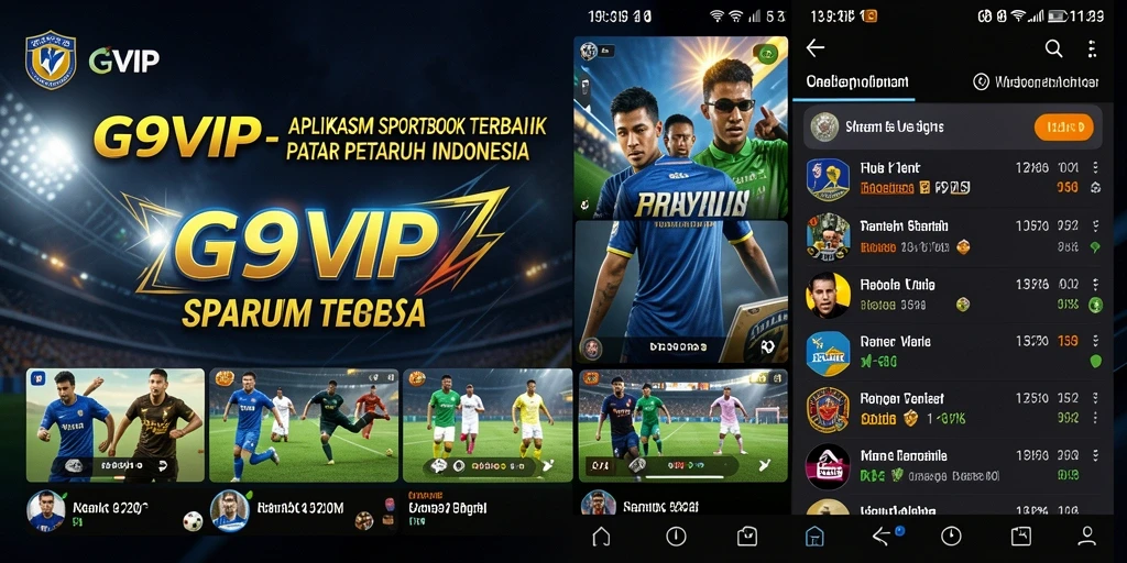 Tampilan utama G9VIP yang menunjukkan berbagai jenis taruhan olahraga.