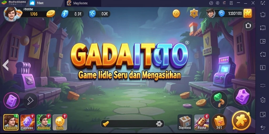 Tampilan gameplay GADAITOTO menunjukkan aktivitas Idle yang menarik.