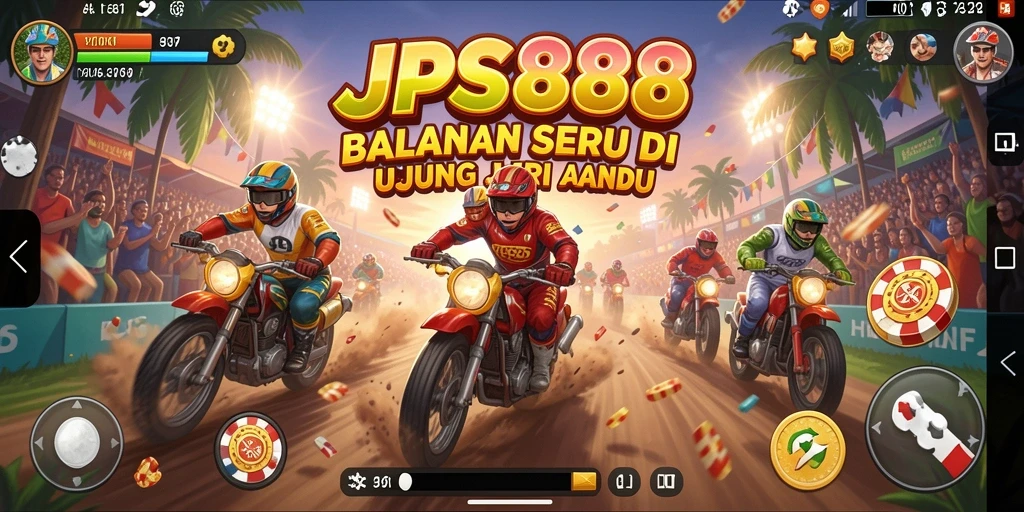 Tampilan gameplay JPS888 dengan balapan yang mendebarkan dan aksi seru.