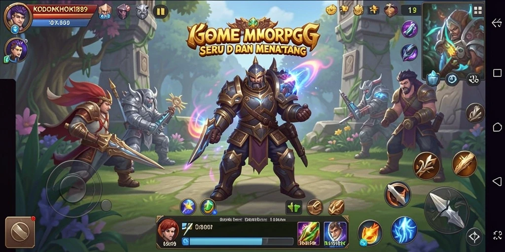 Screenshot gameplay KODOKHOKI889 yang menampilkan aksi pertempuran MMORPG.