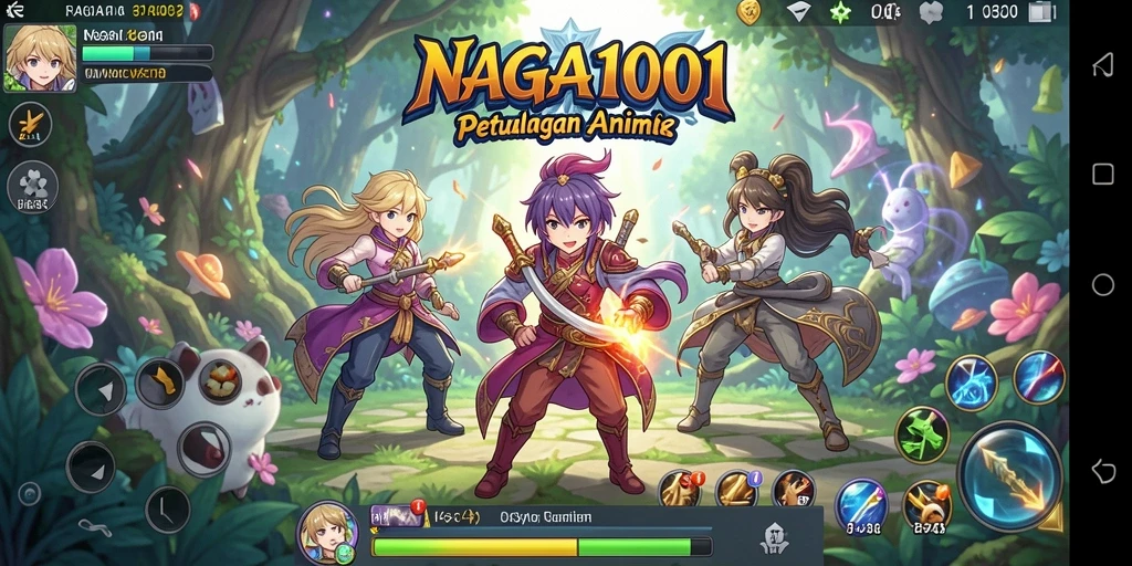 Screenshot gameplay NAGA1001 menampilkan aksi karakter anime yang memukau.
