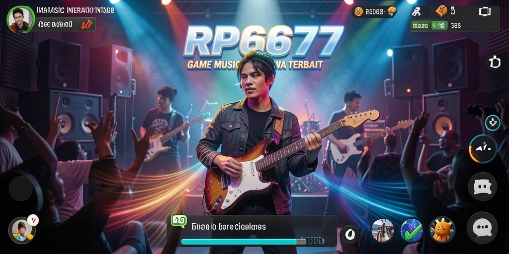 Tampilan gameplay RP6677 menunjukkan interaksi musik yang dinamis.