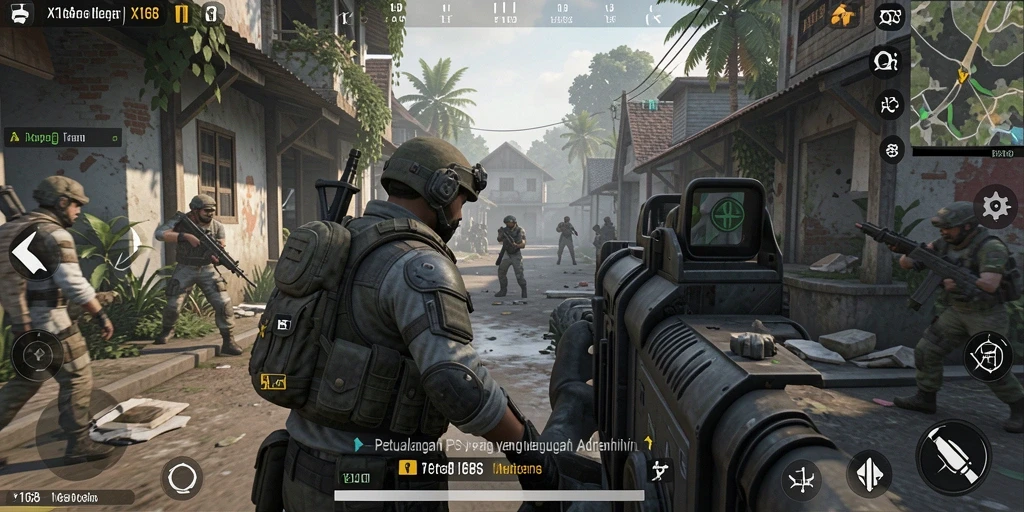Tampilan gameplay X168 yang mendebarkan dalam mode FPS.